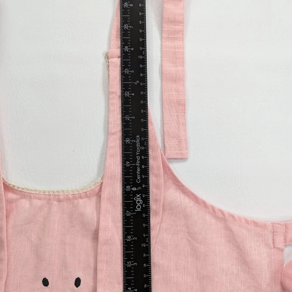 Sur La Table Girls Easter Bunny Apron Pink Floral Embroidered 7-10 Years Cotton